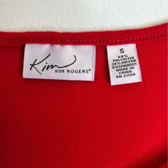 Kim Rogers Red Cowl Neck 3/4 Sleeve T Shirt Women Small Stretch Layering Soft - Picture 6 of 11
